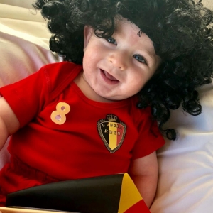 Bebê brasiliense fantasiado de jogador da Bélgica, Fellaini. (Foto: Arquivo pessoal)
