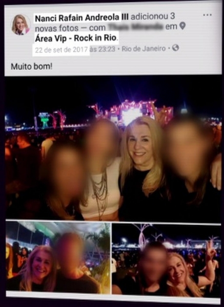 Nanci Andreola postou fotos nas redes sociais do dia em que esteve no Rock in Rio (Foto: Reprodução/Facebook)