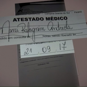 Atestado médico é do dia 21 de setembro de 2017, um dia antes do festival de música no Rio de Janeiro (Foto: Reprodução/RPC)