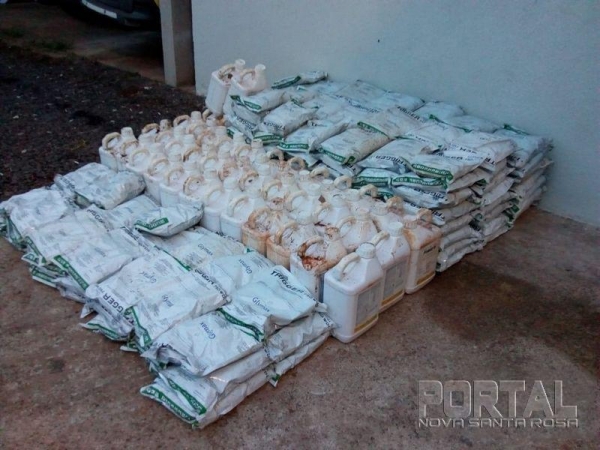 Agrotóxicos apreendidos. (Foto: PM)