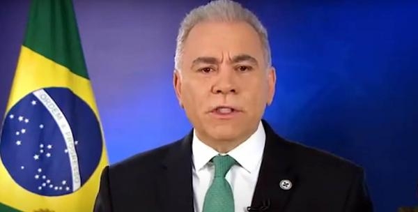 O ministro Marcelo Queiroga, em pronunciamento na TV (Foto: Reprodução / TV Brasil)