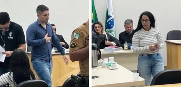 Os réus Alessandro de Souza Junior e Suziane dos Santos foram condenados a 38 anos de prisão. Foto: Reprodução.