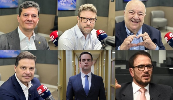 Sondagem da IRG Pesquisas mede o desempenho dos pré-candidatos e o peso dos apoios na disputa estadual. (Crédito de imagem: Redes Sociais/Jovem Pan News Paraná/ Divulgação)