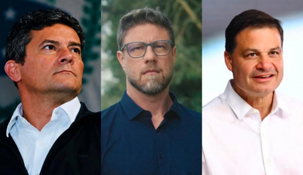 Sergio Moro (PL), Requião Filho (PDT) e Sandro Alex (PSD) aparecem em nova sondagem Paraná Pesquisas (Crédito de imagem: Divulgação/ Redes Sociais)